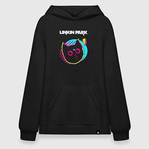 Худи оверсайз Linkin Park rock star cat / Черный – фото 1