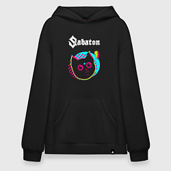 Толстовка-худи оверсайз Sabaton rock star cat, цвет: черный