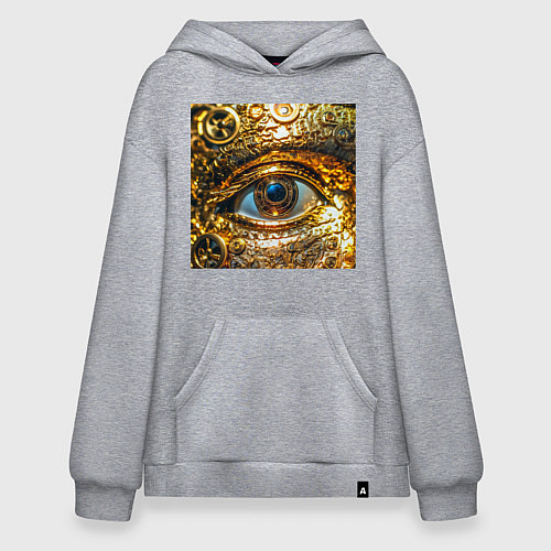 Худи оверсайз Золотой глаз металлический в стиле стимпанк / Меланж – фото 1