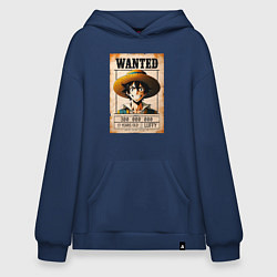 Толстовка-худи оверсайз One Piece - Wanted, цвет: тёмно-синий