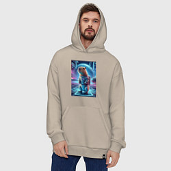 Толстовка-худи оверсайз Космонавт Каппи в скафандре - нейросеть, цвет: миндальный — фото 2