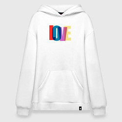 Толстовка-худи оверсайз Наложенный love, цвет: белый
