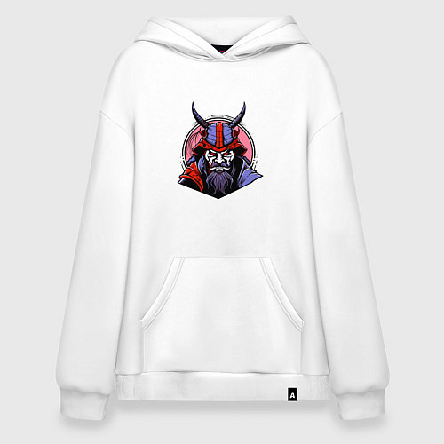 Худи оверсайз Samurai evil face / Белый – фото 1