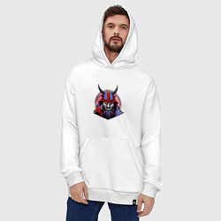 Толстовка-худи оверсайз Samurai evil face, цвет: белый — фото 2