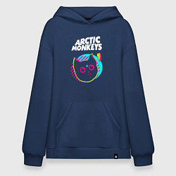 Толстовка-худи оверсайз Arctic Monkeys rock star cat, цвет: тёмно-синий