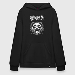 Толстовка-худи оверсайз Aerosmith rock panda, цвет: черный