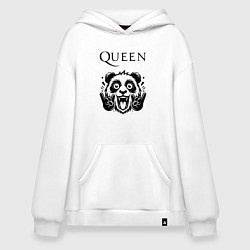 Толстовка-худи оверсайз Queen - rock panda, цвет: белый