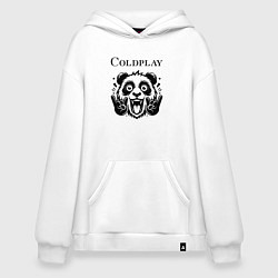 Толстовка-худи оверсайз Coldplay - rock panda, цвет: белый