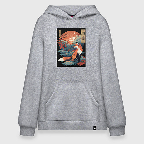 Худи оверсайз Лиса в японском стиле / Меланж – фото 1