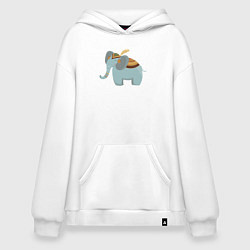 Толстовка-худи оверсайз Cute elephant, цвет: белый