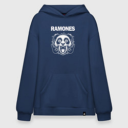 Толстовка-худи оверсайз Ramones rock panda, цвет: тёмно-синий