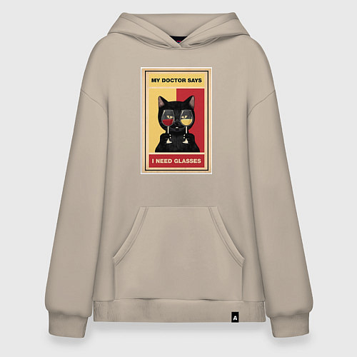 Худи оверсайз Доктор рекомендует очки / Миндальный – фото 1
