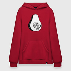 Толстовка-худи оверсайз Космонавт и авокадо, цвет: красный