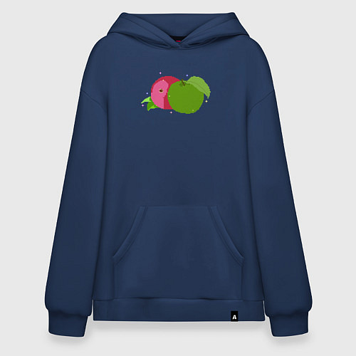 Худи оверсайз Яблоко пиксель арт / Тёмно-синий – фото 1
