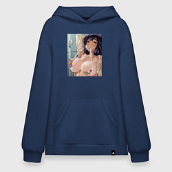Толстовка-худи оверсайз Ahegao секси, цвет: тёмно-синий