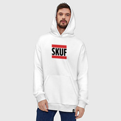 Толстовка-худи оверсайз Skuf - красные линии, цвет: белый — фото 2