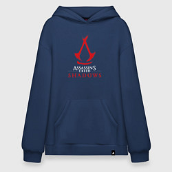 Толстовка-худи оверсайз Assassins creed shadows logo, цвет: тёмно-синий