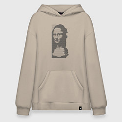 Толстовка-худи оверсайз Mona Lisa text, цвет: миндальный
