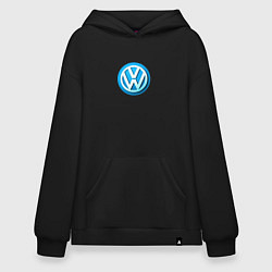 Толстовка-худи оверсайз Volkswagen logo blue, цвет: черный