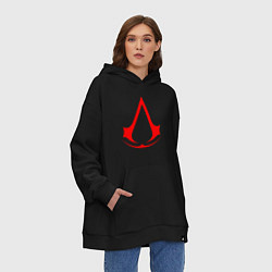 Толстовка-худи оверсайз Red logo of assassins, цвет: черный — фото 2