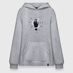 Толстовка-худи оверсайз Змея и космос, цвет: меланж