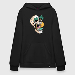 Толстовка-худи оверсайз Лето в черепе, цвет: черный