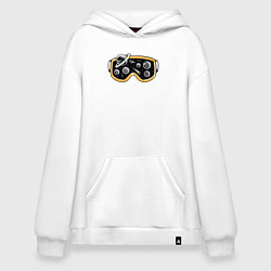 Толстовка-худи оверсайз Космическая маска, цвет: белый