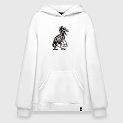 Толстовка-худи оверсайз Скелет доисторического динозавра, цвет: белый