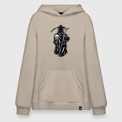Худи оверсайз Смерть с черепом / Миндальный – фото 1