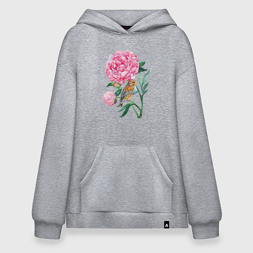 Худи оверсайз Ветка пионов / Меланж – фото 1