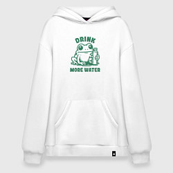 Худи оверсайз Забавная лягушка с бутылкой воды пей больше воды