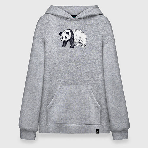 Худи оверсайз Панда медведь / Меланж – фото 1