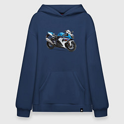 Толстовка-худи оверсайз Крутой спортивный мотоцикл, цвет: тёмно-синий