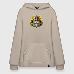 Толстовка-худи оверсайз Голова война в шлеме, цвет: миндальный