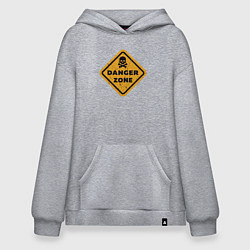 Толстовка-худи оверсайз Опасная зона, цвет: меланж