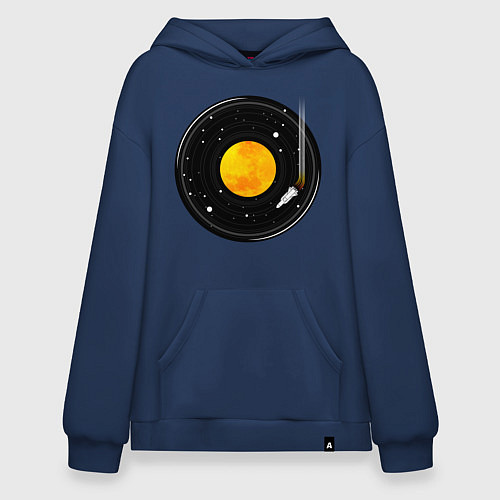 Худи оверсайз Космос в виде виниловой пластинки / Тёмно-синий – фото 1
