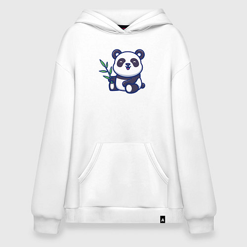 Худи оверсайз Панда с веточкой / Белый – фото 1