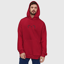 Толстовка-худи оверсайз Каомодзи щурится, цвет: красный — фото 2