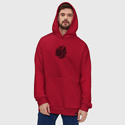 Толстовка-худи оверсайз Орнамент со скрипичным ключом тату стиль, цвет: красный — фото 2