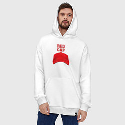Толстовка-худи оверсайз Red cap, цвет: белый — фото 2