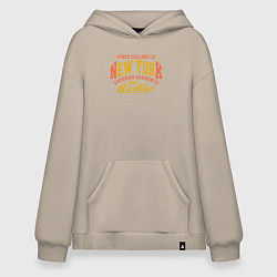 Толстовка-худи оверсайз New York Brooklyn, цвет: миндальный