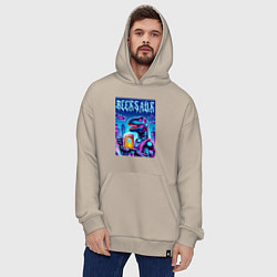 Толстовка-худи оверсайз Кибер пивозавр из будущего - нейроарт, цвет: миндальный — фото 2