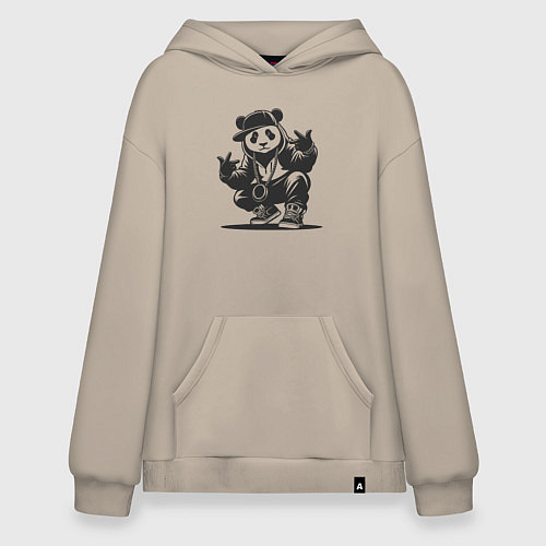 Худи оверсайз Панда хип-хоп / Миндальный – фото 1