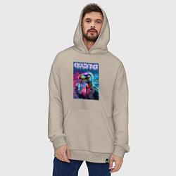 Толстовка-худи оверсайз Crazy rex - ai art fantasy, цвет: миндальный — фото 2