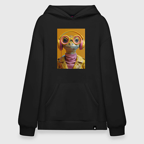 Худи оверсайз Змея-меломан / Черный – фото 1