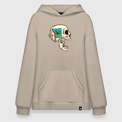 Толстовка-худи оверсайз Открой путешествие, цвет: миндальный