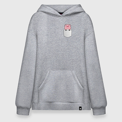 Худи оверсайз Розовый поросенок в кармане / Меланж – фото 1