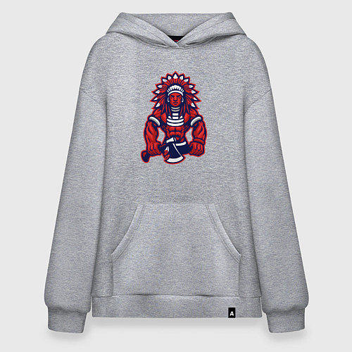 Худи оверсайз Индеец с топором / Меланж – фото 1