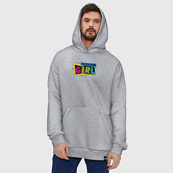 Толстовка-худи оверсайз Рашн гёрл стиль 90-х, цвет: меланж — фото 2