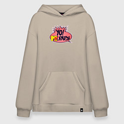Толстовка-худи оверсайз Yo raps, цвет: миндальный